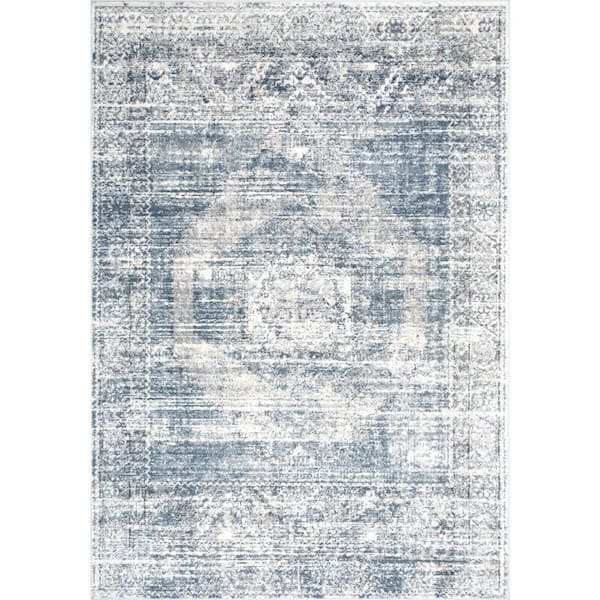 nuLOOM Jayla Barbed Iris Blue Doormat 3 ft. x 5 ft. Medallion Indoor Area Rug