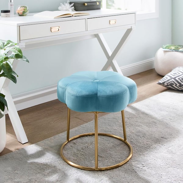 Light blue velvet online stool