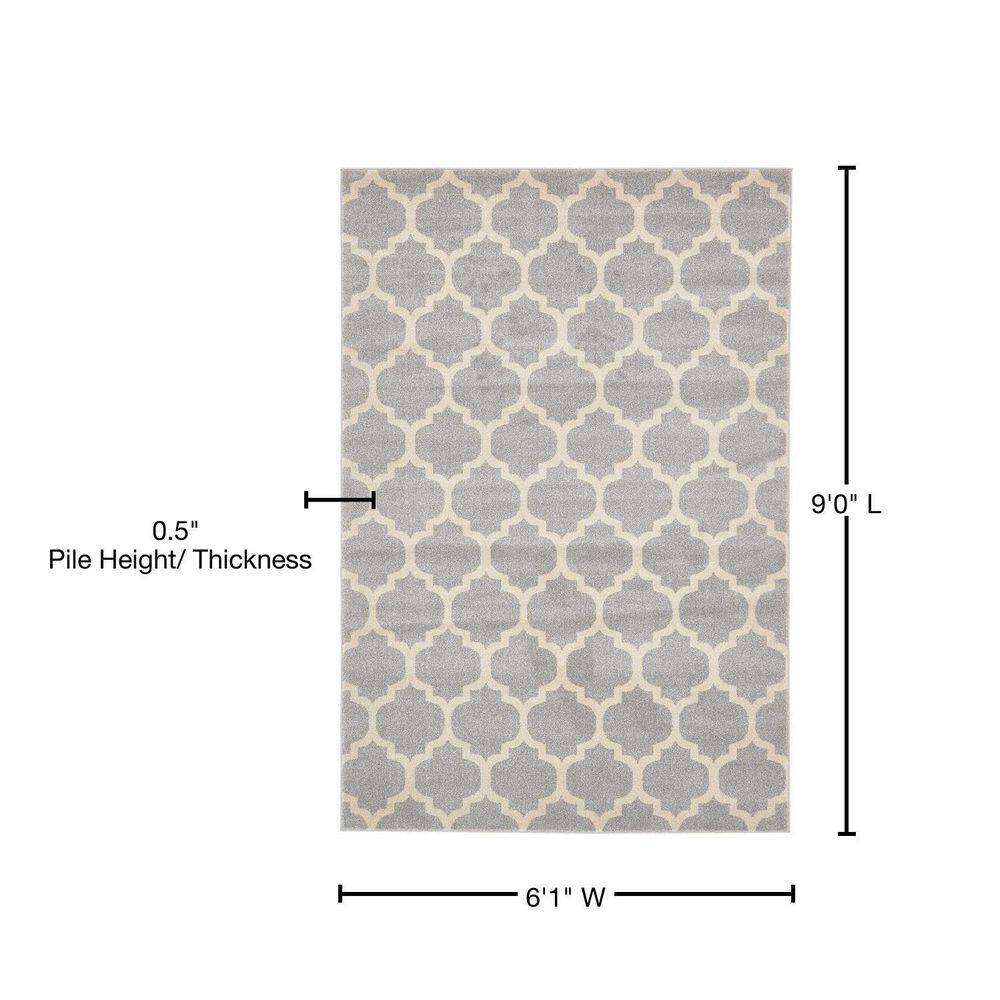 Light Grey 6' x 9' Synthetic Trellis Area Rug
