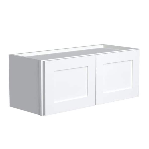 Shaker 36in W x 12in D x 24in H Plywood Ready to Assemble Wall Kitchen Cabinet with Doors in White