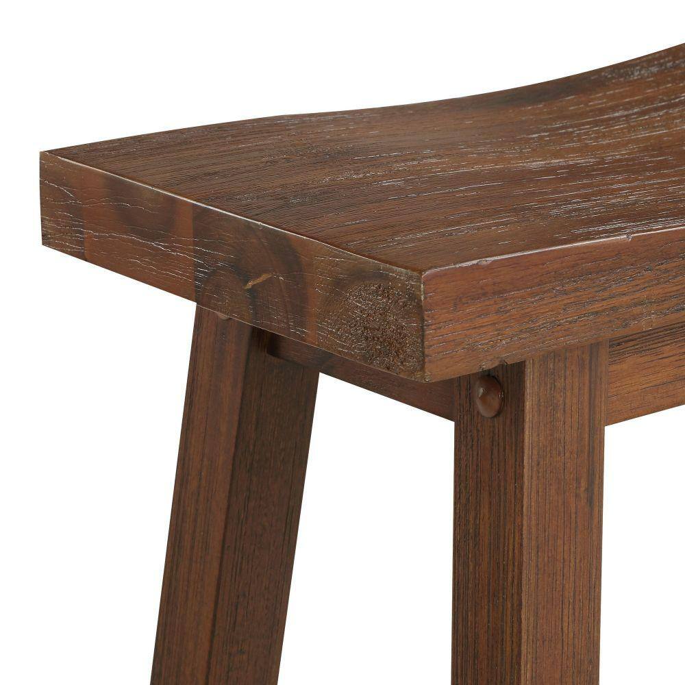 Adjustable Brown Wood Saddle Style Swivel Stool