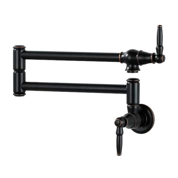 Wall Mounted Pot Filler with 2-Handle in Oil Rubbed Bronze