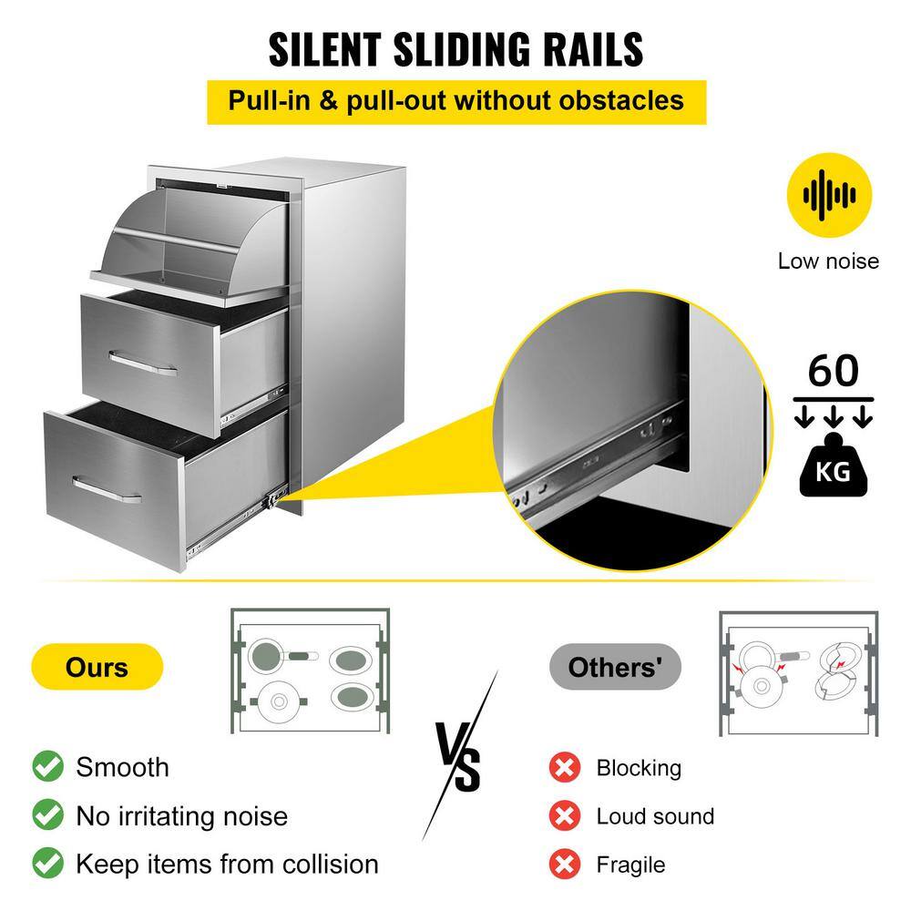 Stainless Steel Outdoor Kitchen Drawers with Paper Towel Holder