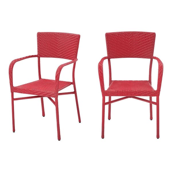 Hvad bøf blæse hul StyleWell Emmet Chili Red Stackable Steel Frame Resin Wicker Outdoor Lounge  Chair (2-Pack) 69-231CR-468K - The Home Depot
