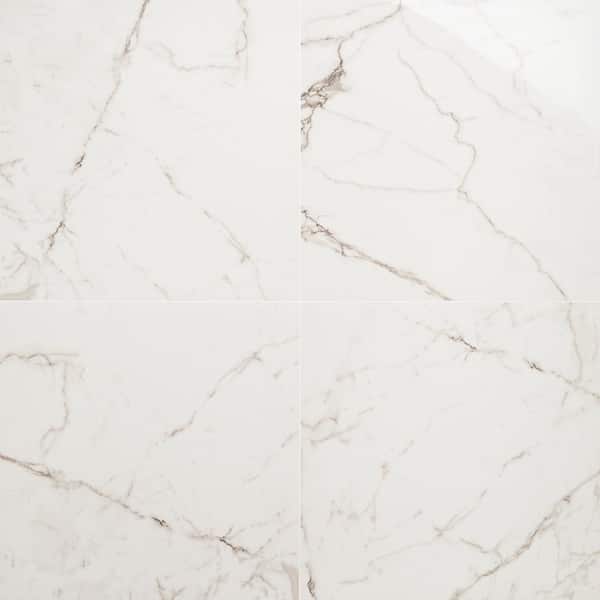 Saroshi Statuario Venato 23.62 in. x 23.62 in. Polished Marble Look Porcelain Floor and Wall Tile (15.5 sq. ft./Case)
