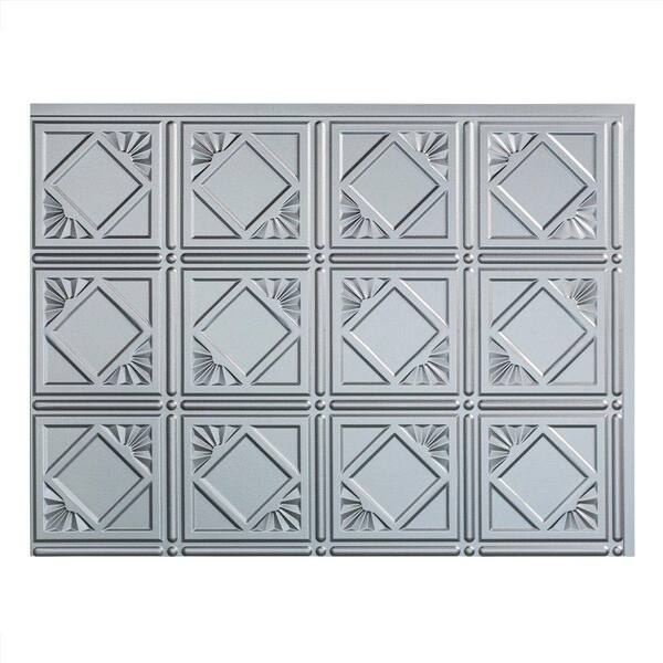 Fasade 18.25 in. x 24.25 in. Argent Silver Traditional Style # 4 PVC Decorative Backsplash Panel