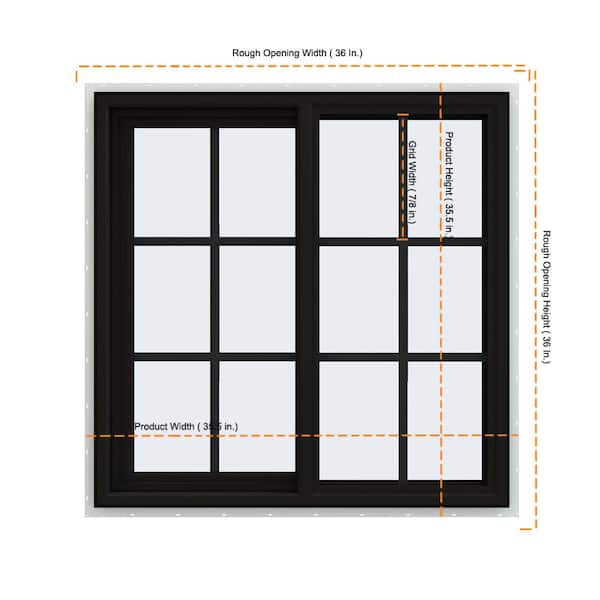 JELD-WEN 36 in. x 36 in. V-4500 Series Black FiniShield Vinyl Left