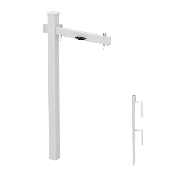 Solar Real Estate Sign Post with 2-LED Lights Adjustable PVC Yard Sign and Metal Stake for Open House Address Marker