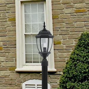 Tiverton 1-Light Black Cast Aluminum Line Voltage Hardwired Outdoor Wet-Rated Post Light with No Bulb Included