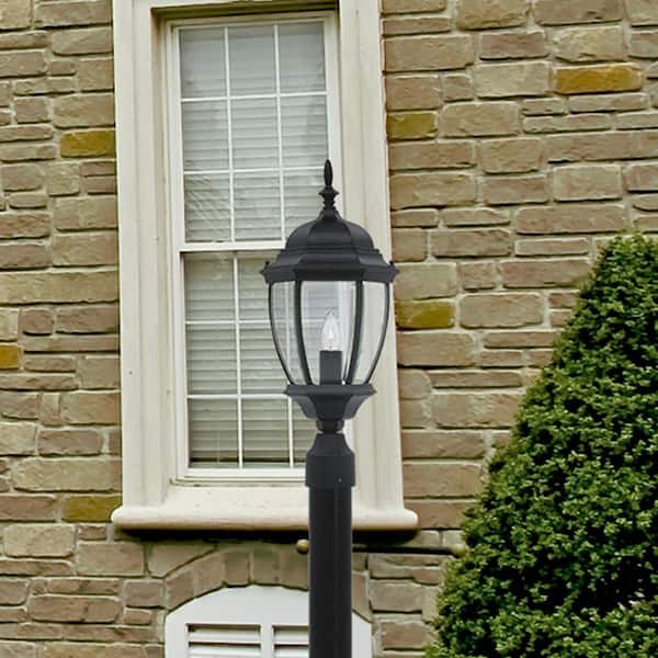 Tiverton 1-Light Black Cast Aluminum Line Voltage Hardwired Outdoor Wet-Rated Post Light with No Bulb Included