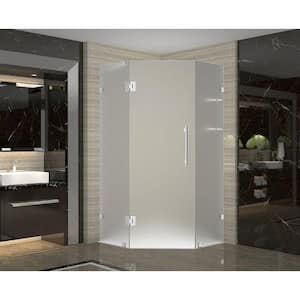 Neoscape GS 34 in. x 34 in. x 72 in. Frameless Neo-Angle Shower Enclosure with Frosted Glass and Shelves in Chrome