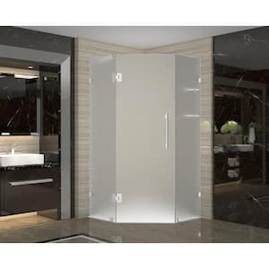 Neoscape GS 36 in. x 36 in. x 72 in. Frameless Neo-Angle Shower Enclosure with Frosted Glass and Shelves in Chrome