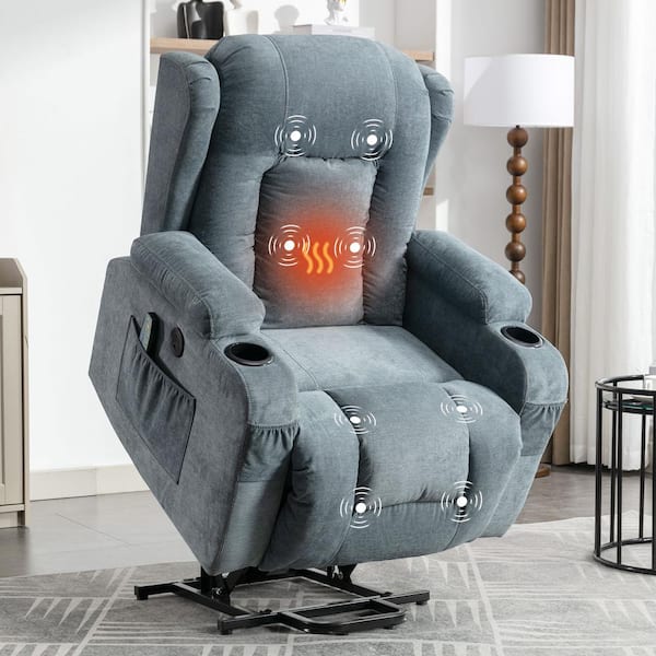 Blue Fabric Recliners Power Lift Recliner Chair Recliners for Elderly with USB
