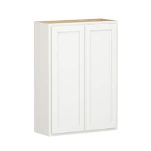 Shaker Partial Overlay 30 in. W x 12 in. D x 42 in. H Plywood Assembled Wall Kitchen Cabinet in Linen White