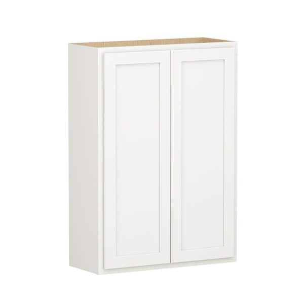 SIMPLY WOODMARK PRO Shaker Partial Overlay 30 in. W x 12 in. D x 42 in. H Plywood Assembled Wall Kitchen Cabinet in Linen White