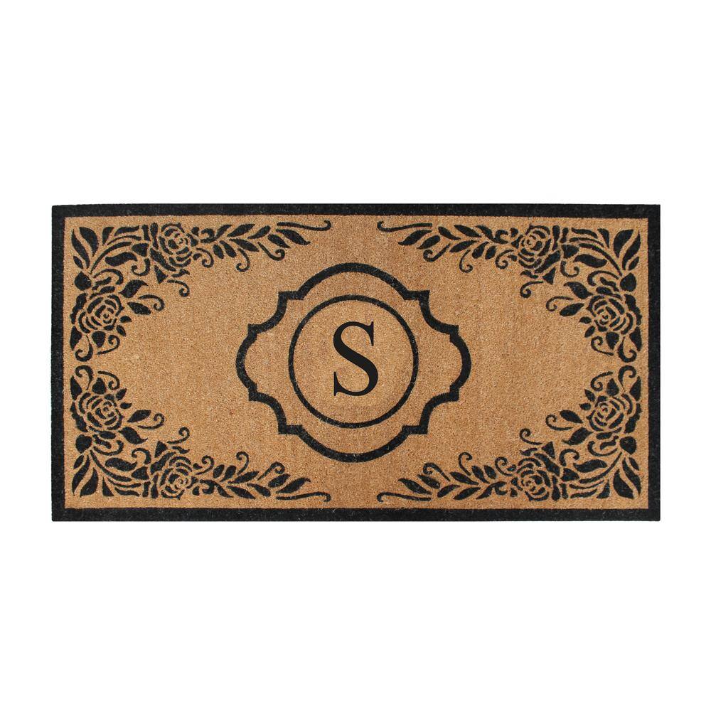 First Impression Hand Crafted Ella Entry X-Large Double Black/Beige 36 in. x 72 in. Flocked Coir Monogrammed S Door Mat price history on PriceWatchPro