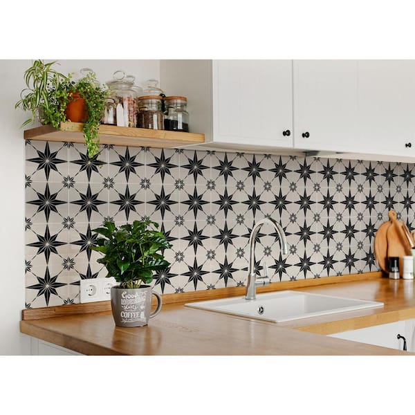 Ornate Tile Backsplash Peel And Stick Giant Wall Decal Black/white -  Roommates : Target