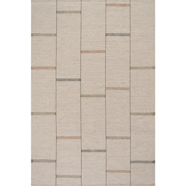 Carmeon Hamilton x Rugs Shiloh Bohemian Striped Wool Beige 4 ft. x 6 ft. Indoor Area Rug