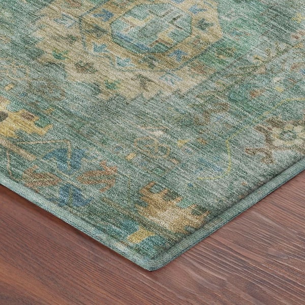 Mayfield Premium Machine Washable Abstract AMF2227 Teal 10 ft. x 14 ft. Area Rug