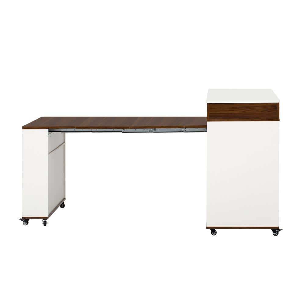 Walnut/Creamy White MDF 73.8 in. Pedestal Base Dining Table Seats 6 durable construction easy to install price history on PriceWatchPro