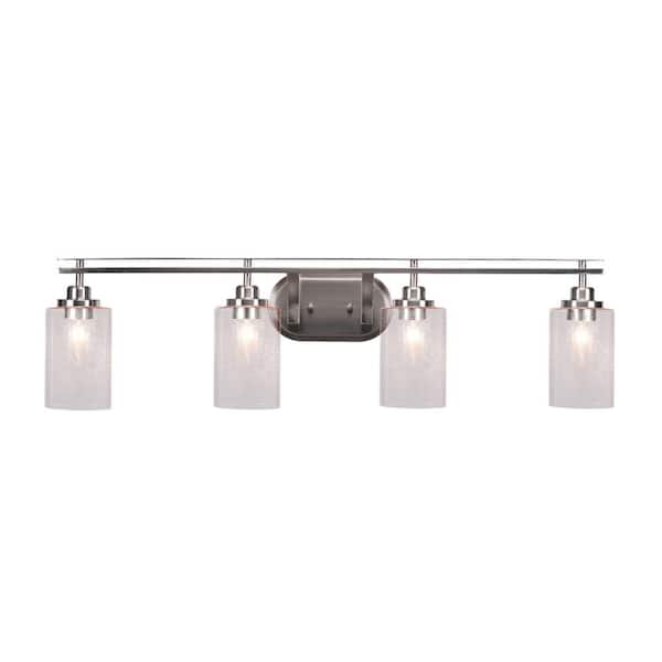 Unbranded Monroe 37.25 in. 4-Light Brushed Nickel Vanity Light with 4 in. Clear Bubble Glass Shade no Bulbs Included