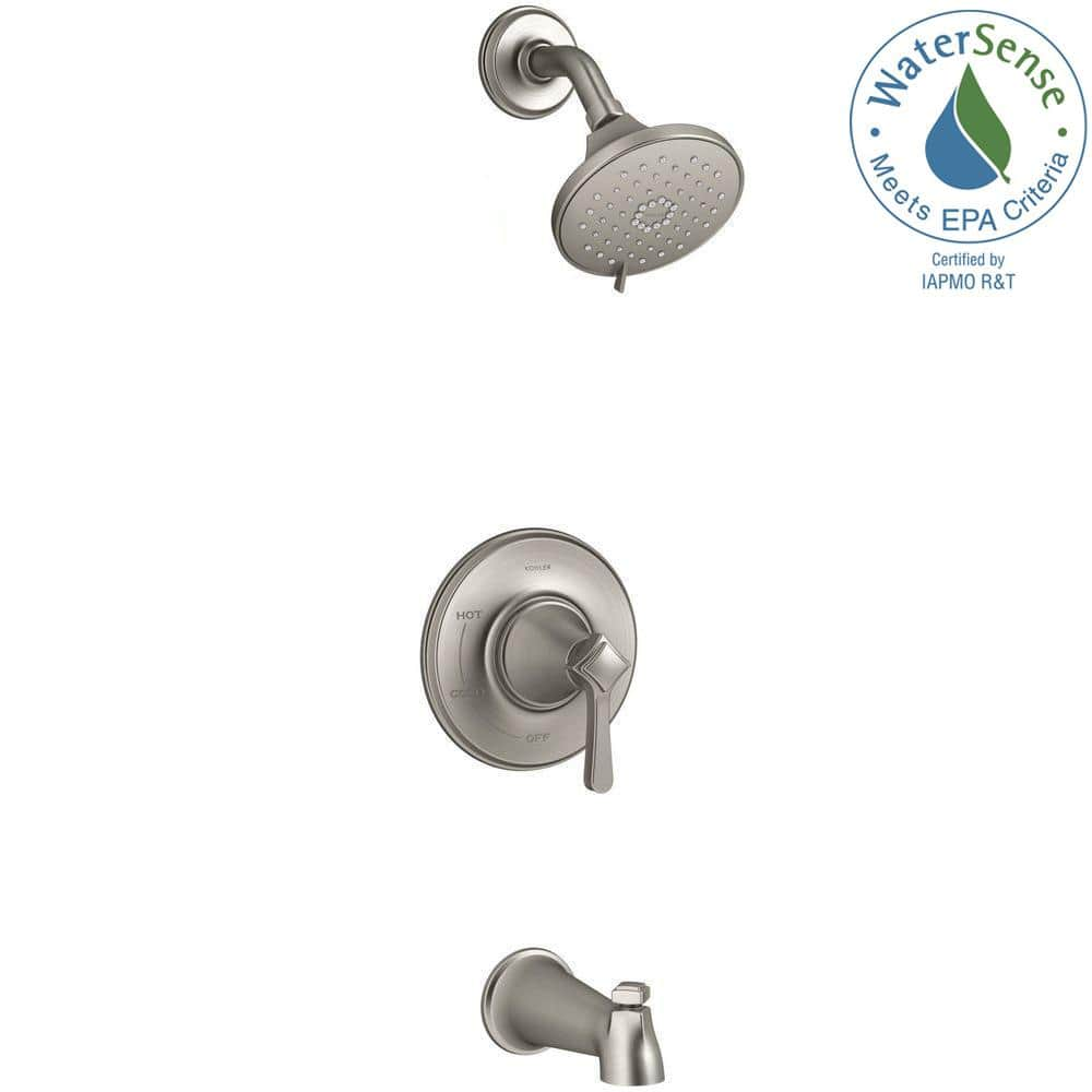 Kohler Georgeson Single Handle 3 Spray Tub And Shower Faucet In Vibrant Brushed Nickel Valve Included K R99913 4 Bn The Home Depot