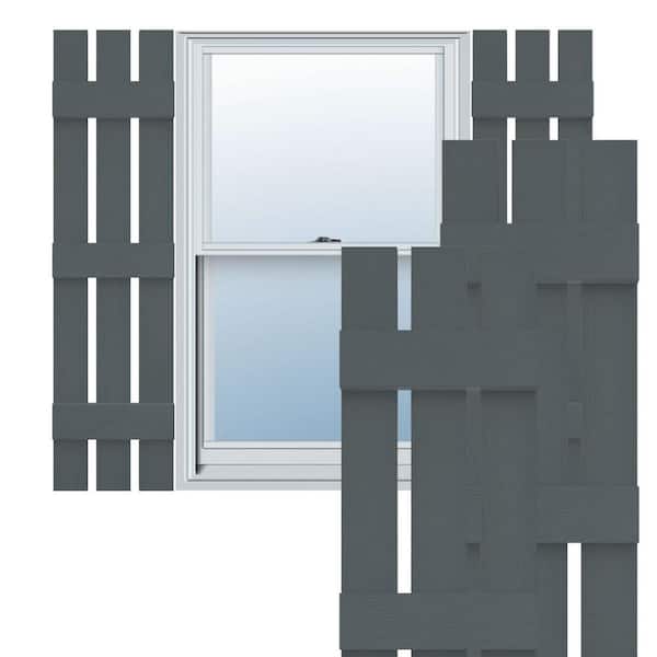 Ekena Millwork Lifetime 12 in. W x 59 in. H Vinyl Board and Batten Shutters Pair in Storm Cloud