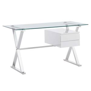 Sector 56 in. White Glass Top Glass Office Desk