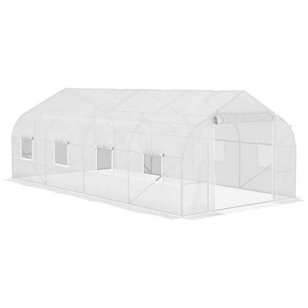 20 ft. x 10 ft. x 7 ft. Galvanized Steel Walk-In Tunnel Planter Greenhouse with Zippered Mesh Door 8-Mesh Windows, Cover