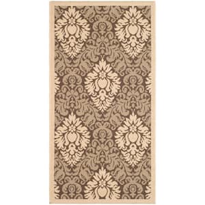 Courtyard Brown/Natural 2 ft. x 4 ft. Floral Indoor/Outdoor Patio  Area Rug