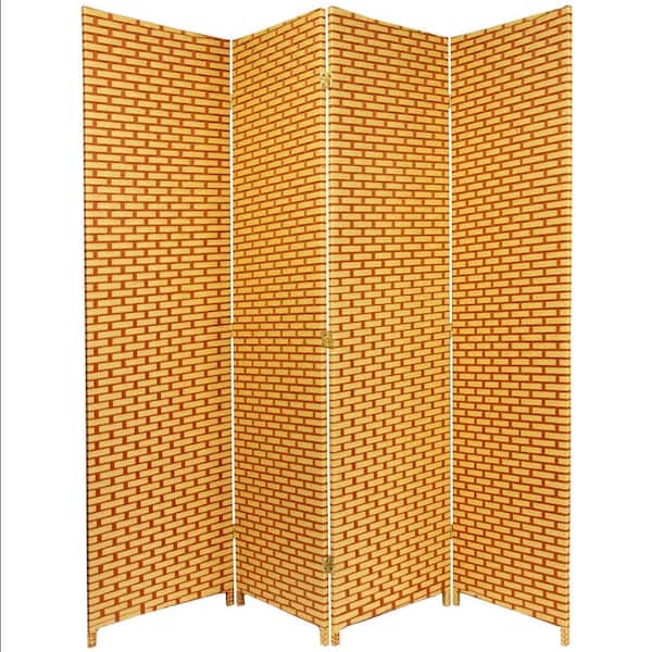 Oriental Furniture 6 ft. Rust Woven Fiber 4-Panel Room Divider
