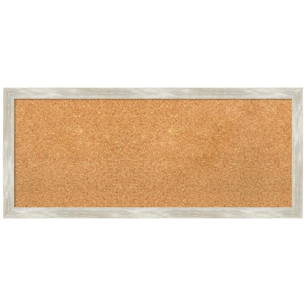 Amanti Art Crackled Metallic 31.88 in. x 13.88 in. Narrow Framed Corkboard Memo Board