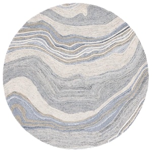 Fifth Avenue Gray/Ivory 4 ft. x 4 ft. Gradient Abstract Round Area Rug