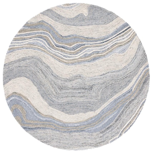 SAFAVIEH Fifth Avenue Gray/Ivory 4 ft. x 4 ft. Gradient Abstract Round Area Rug