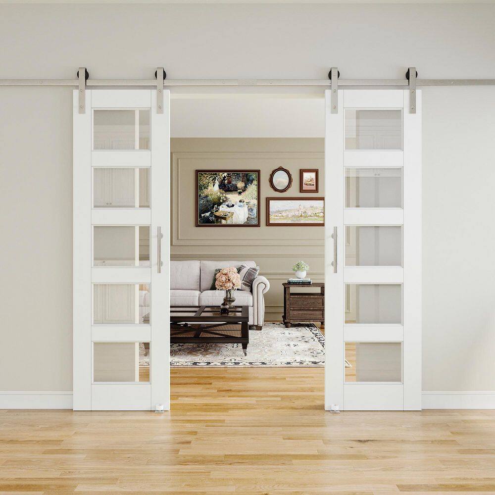 ARK DESIGN 48 in. x 80 in. 5-Lite Tempered Clear Glass White