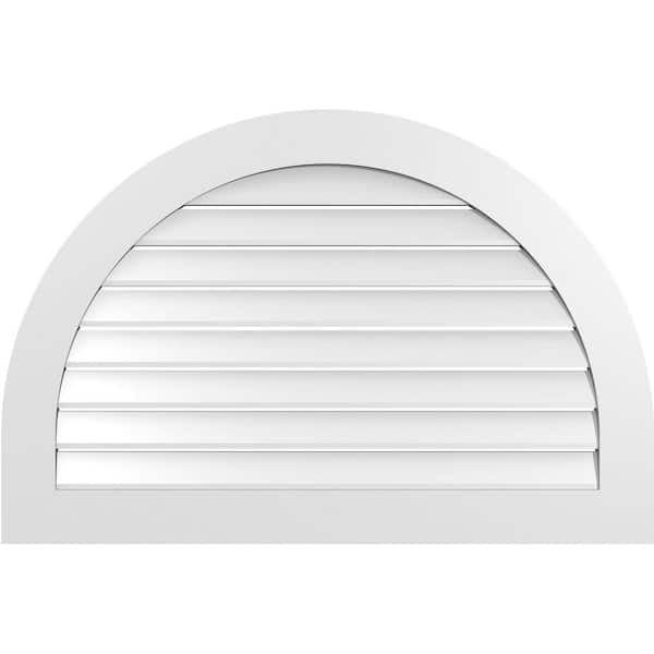 Ekena Millwork 42 in. x 28 in. Round Top White PVC Paintable Gable Louver Vent Functional