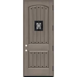 36 in. x 96 in. 2-Panel Left Hand/Outswing Ashwood Stain Fiberglass Prehung Front Door with 4-9/16 in. Jamb Size