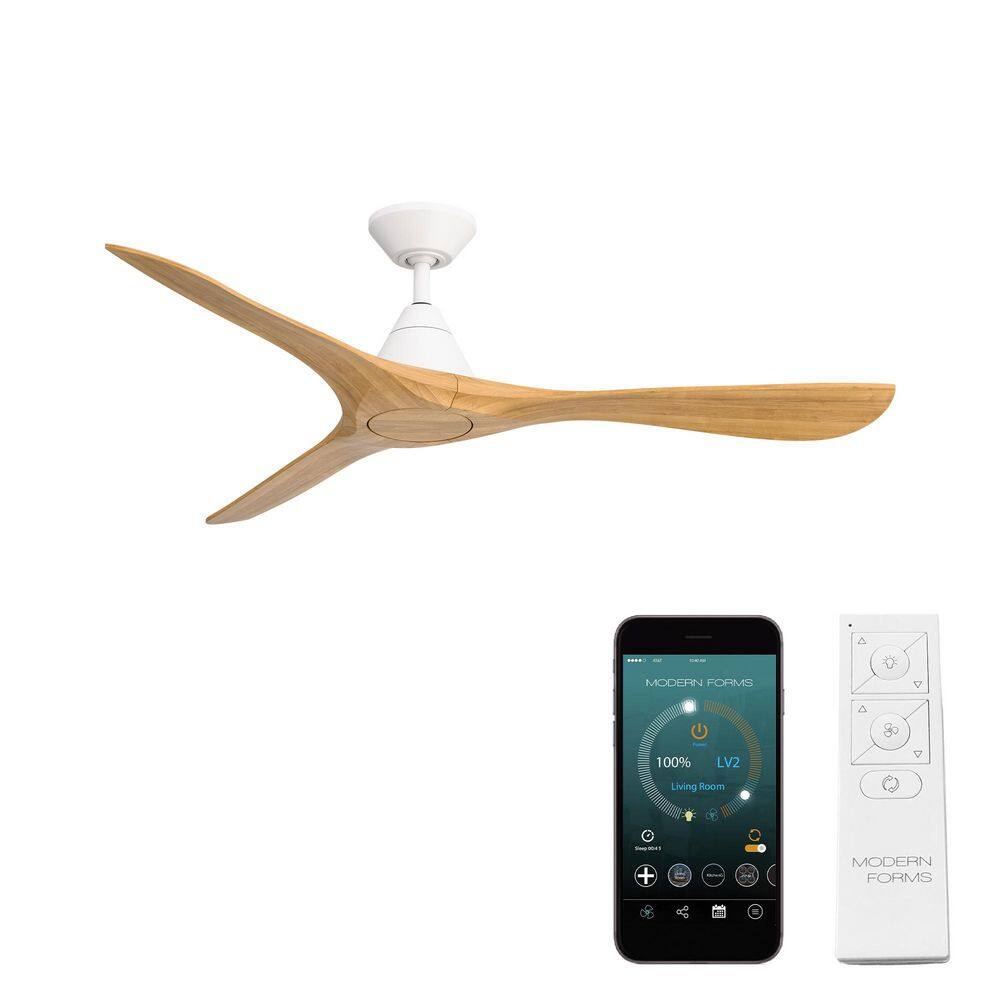 Carve 60 in. Smart Indoor/Outdoor Matte White/Honey Oak Downrod Mount Standard Ceiling Fan with Remote price history on PriceWatchPro