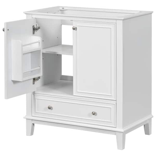 Unbranded 30 in. W. x 18 in. D x 34 in. H Bath Vanity Cabinet without Top in White, Multi-functional Bathroom Cabinet, Solid Frame