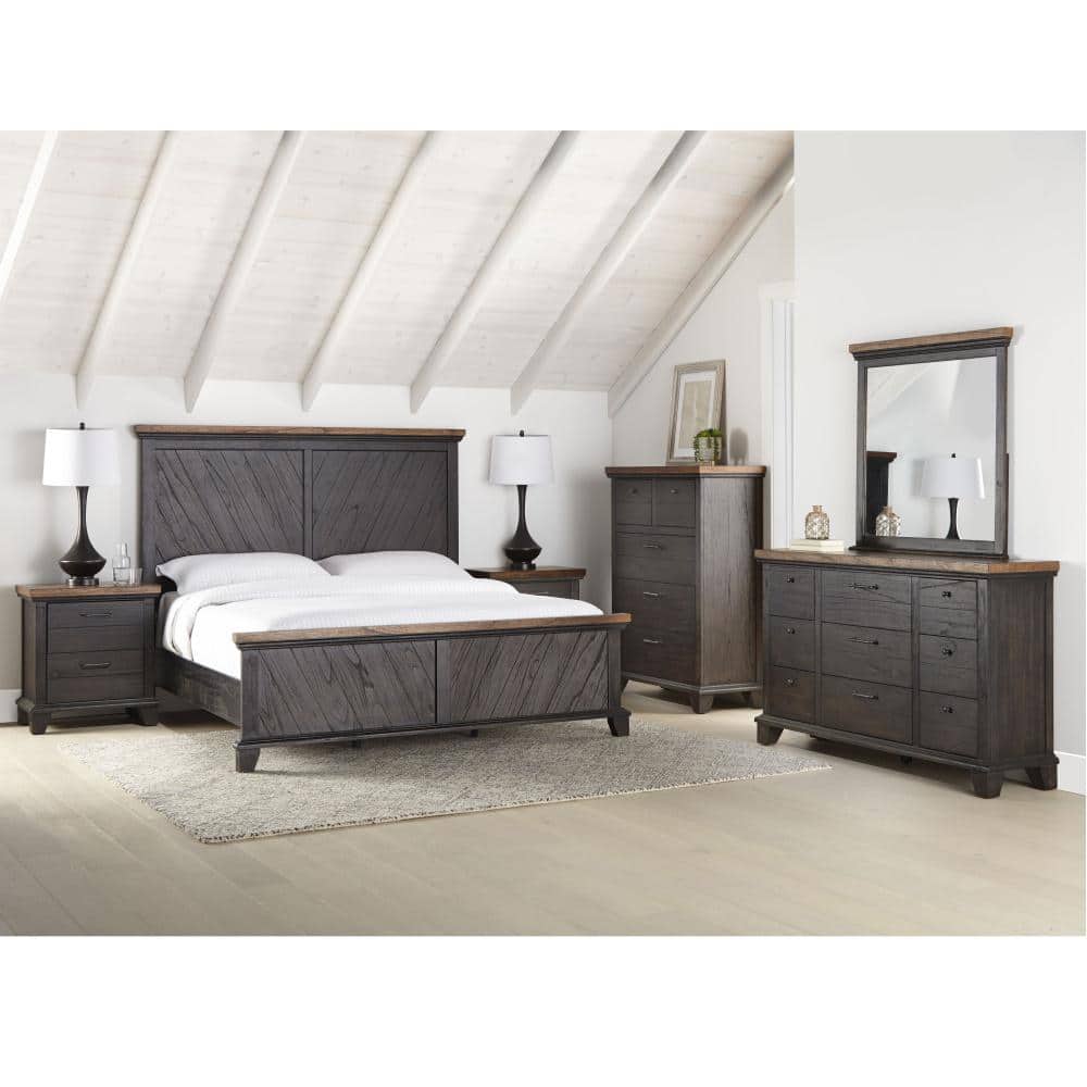 Bear Creek Chocolate and Honey Brown Queen Wood Panel Bed