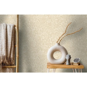 Mini Leaf Trail Beige Non-Pasted Wallpaper (Covers 56 sq. ft.)