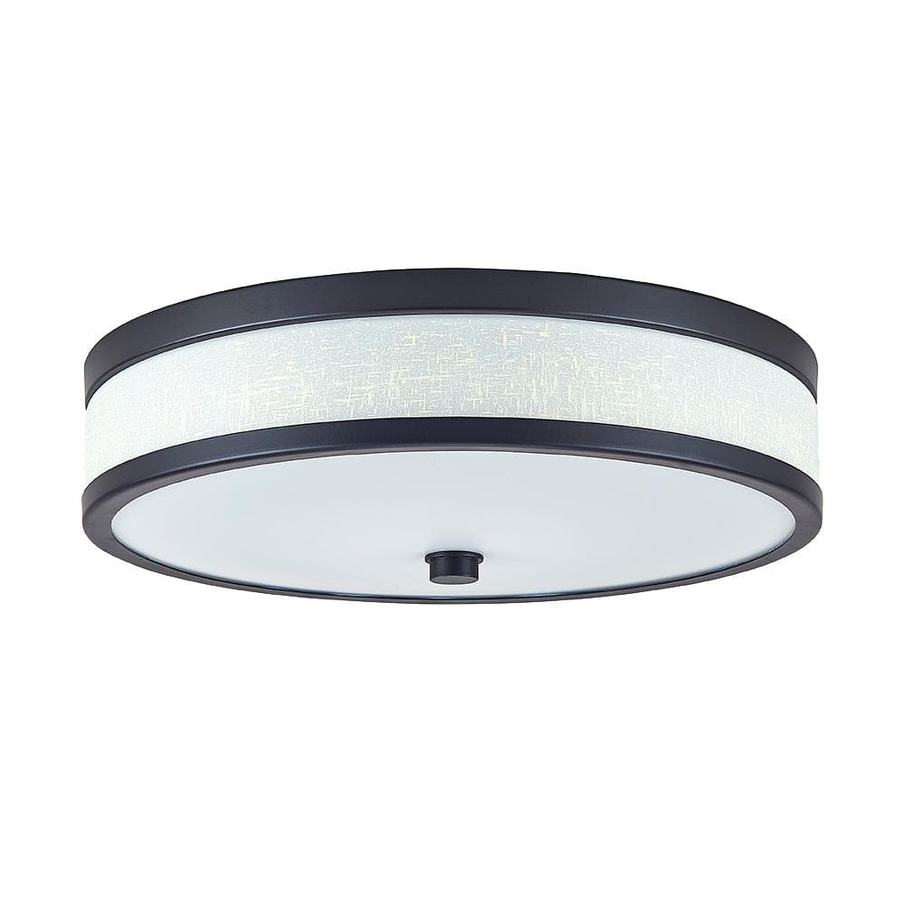12 in. 75-Watt Modern Oil Rubbed Bronze Integrated LED Flush Mount with Whi
