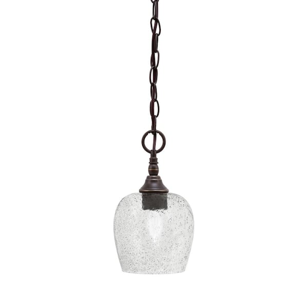 Unbranded Elva 100-Watt 1_light Dark Granite Shaded Pendant Light with 6 in. Smoke Bubble glass Shade, No Bulb Included