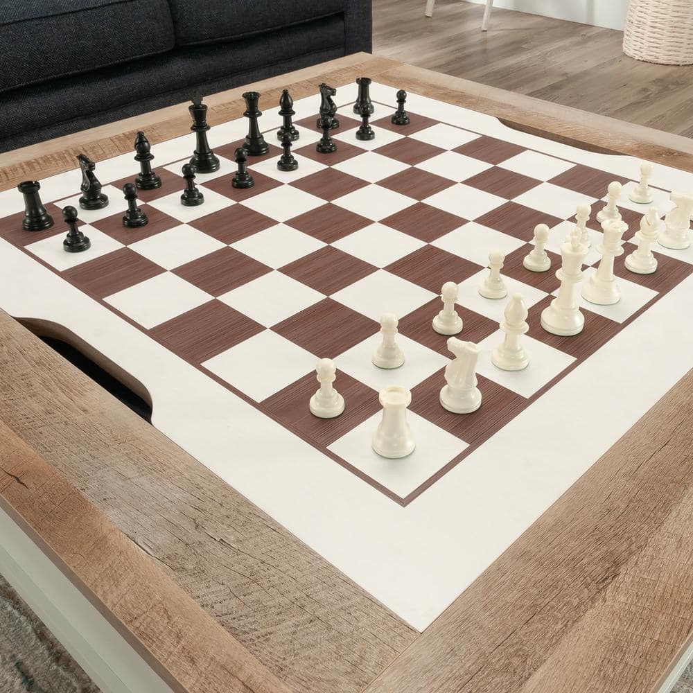 Soft White and Oak Square Gaming Coffee Table with Reversible Top