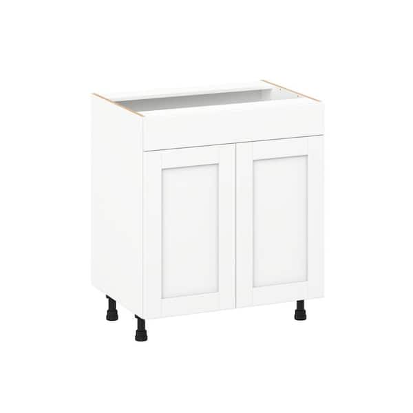 Milton 30 in. W x 21 in. D x 30 in. H Assembled Shaker Bath Sink Base Kitchen Cabinet in Bright White with False Front