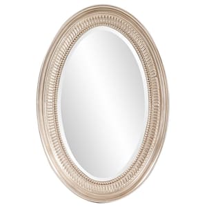 Medium Oval Champagne Silver Beveled Glass Contemporary Mirror (31 in. H x 21 in. W)