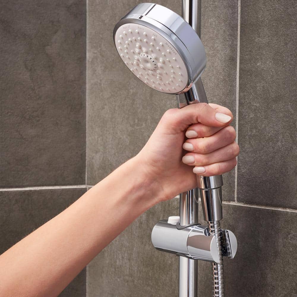 Chrome Dual Shower Head with Handheld and Adjustable Rail