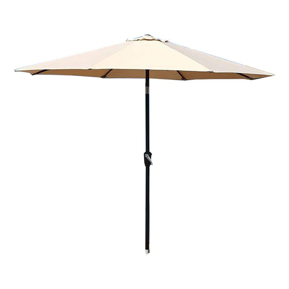 9 Ft Outdoor Patio Tilt Market Enhanced Aluminum Umbrella in Beige
