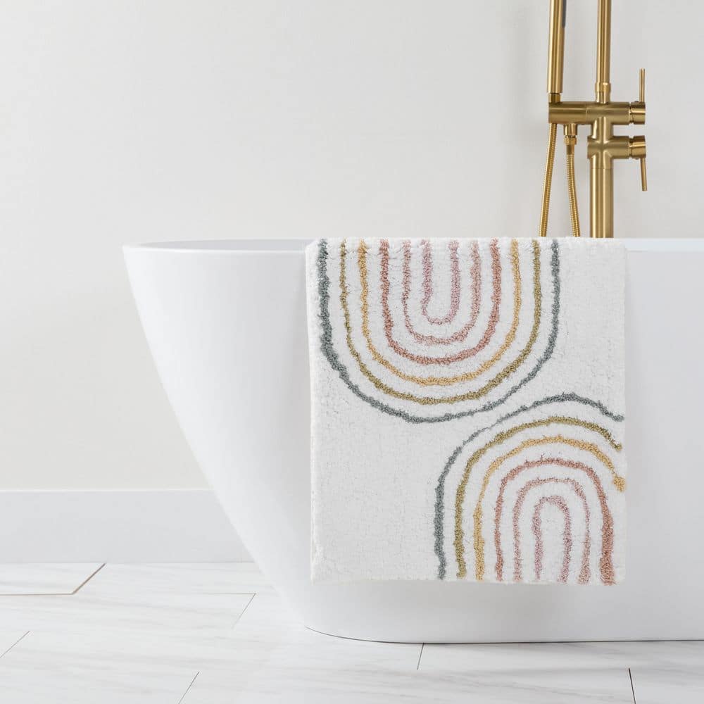 17 in. x 24 in. White Geometric Modern 100% Cotton Bath Mat price history on PriceWatchPro