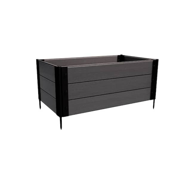 Composite Gardening Rectangle Raised Garden Bed (2 ft. L x 4 ft. W x 18 in. H) Slate Grey Medium Rooted Plants